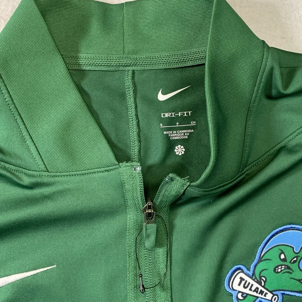 Tulane Green Wave Womens S Green NCAA Nike Dri Fit 1/4 Zip Long Sleeve Pullover